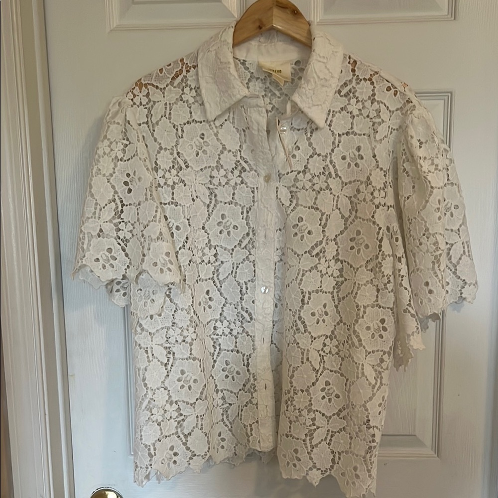 Anthropologie White Lace Blouse